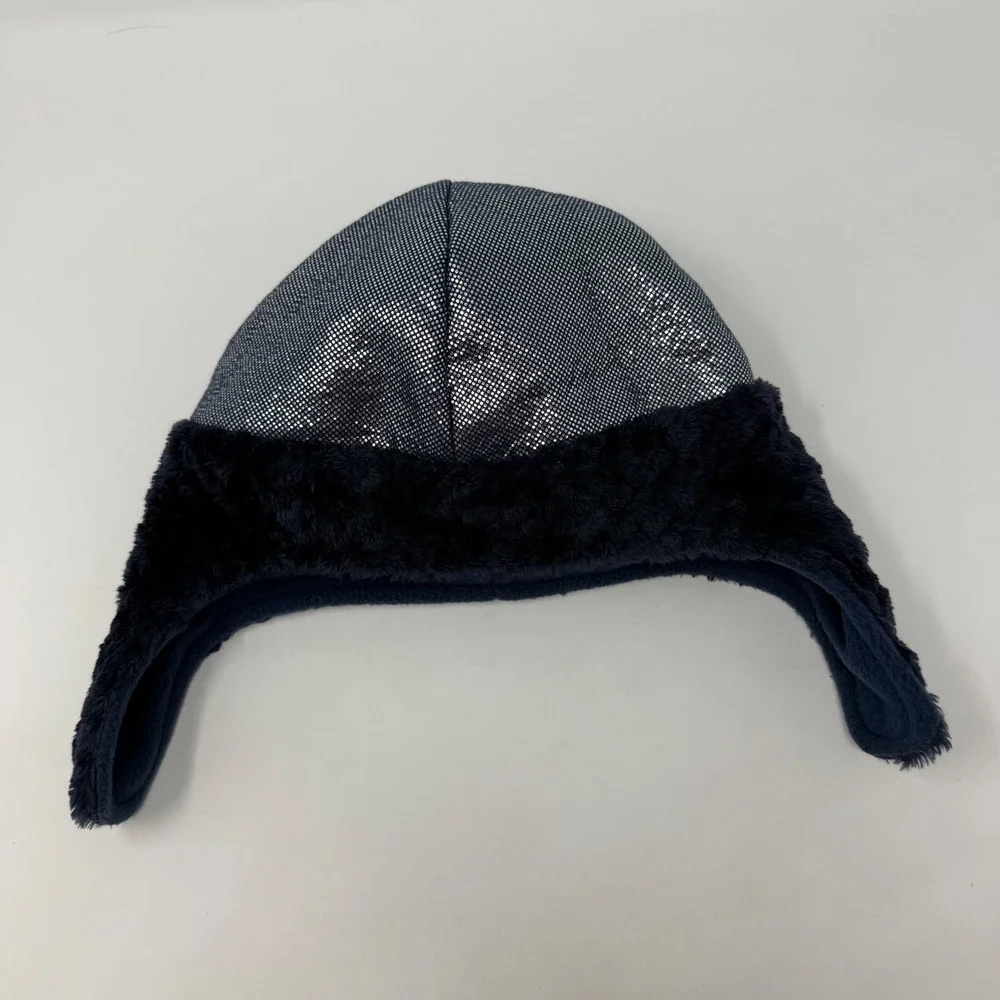 Columbia Kids Omni-Heat Fleece Trapper‎ Hat Blue Green Colorblock Youth L/XL Pom